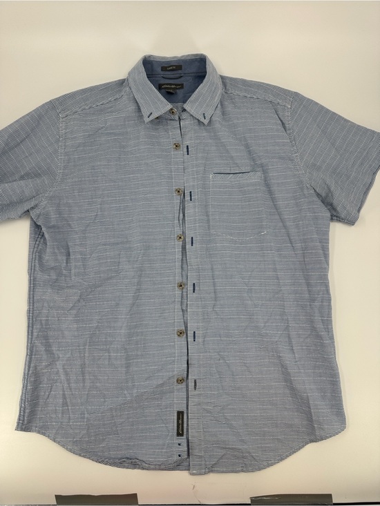 Eddie Bauer Other - Eddie Bauer Classic Fit Short-Sleeve Button-Up Shirt - Light Blue Striped Size L